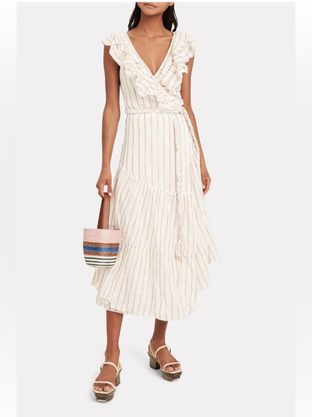 Apiece Apart metallic striped wrap dress
